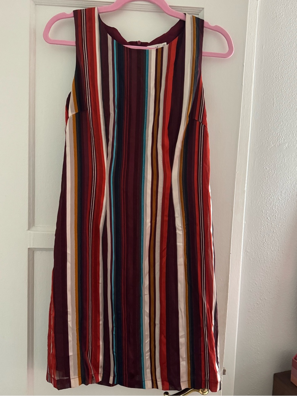 Retro Multicolor Striped Sleeveless Dress